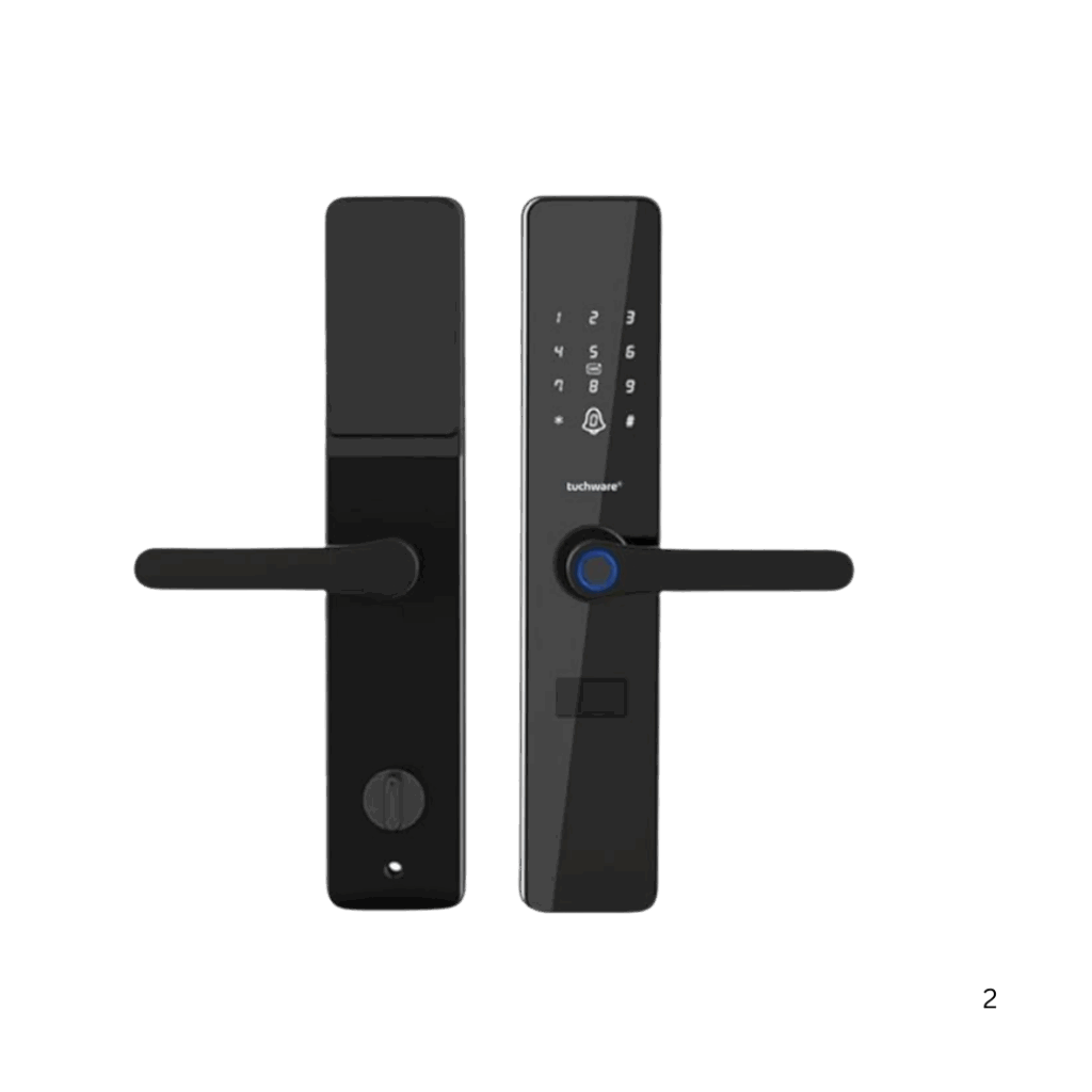 Tuchware XS3400WF Smart Door Handle Lock with WiFi, Fingerprint, RFID, Keypad, Mortise, and Cylinder